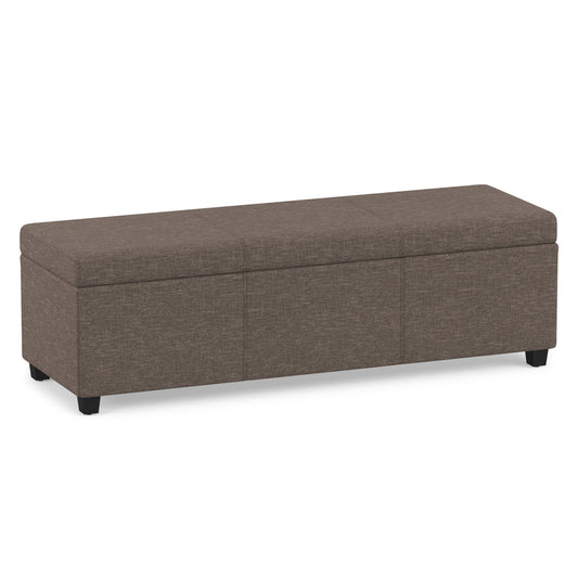 Fawn Brown Linen Style Fabric | Avalon Extra Large Storage Ottoman in Linen