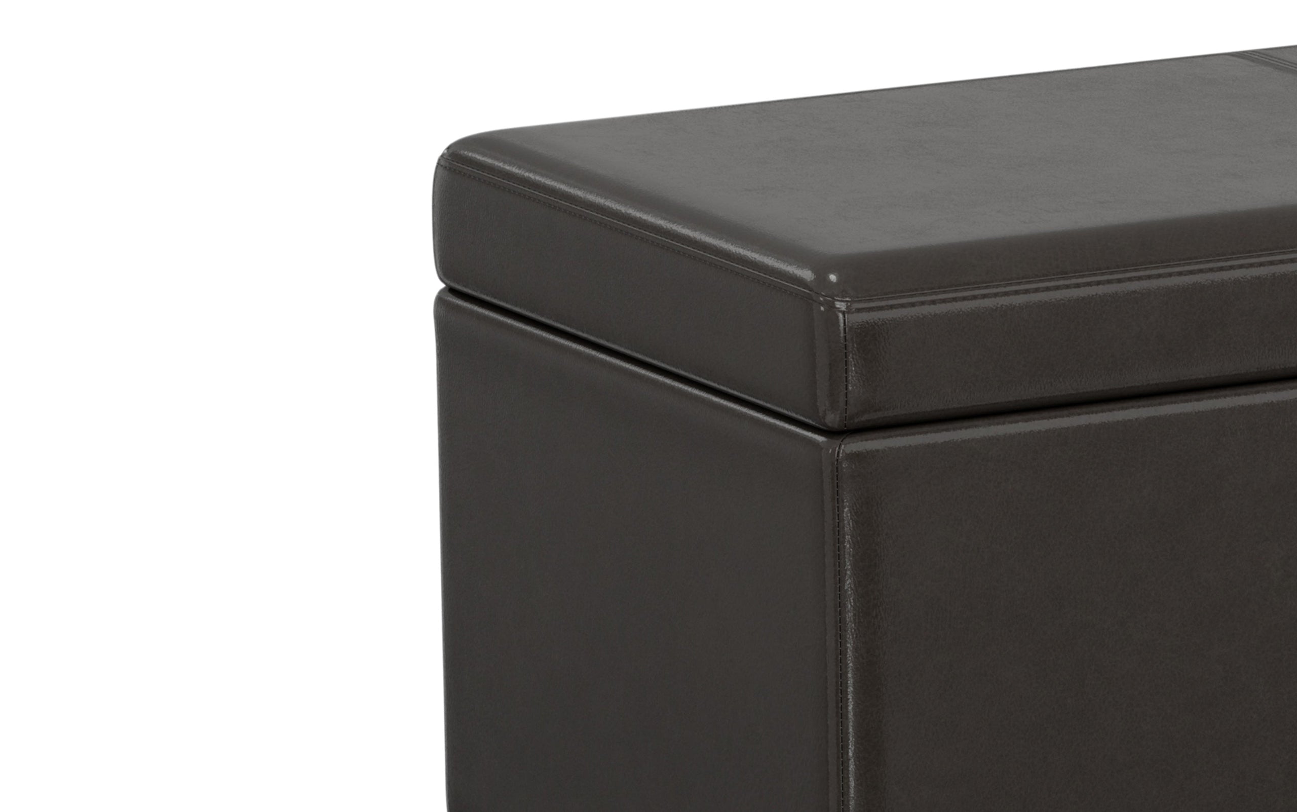 Tanners Brown Vegan Leather | Avalon Extra Large Storage Ottoman Bench