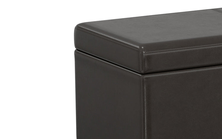 Tanners Brown Vegan Leather | Avalon Extra Large Storage Ottoman Bench