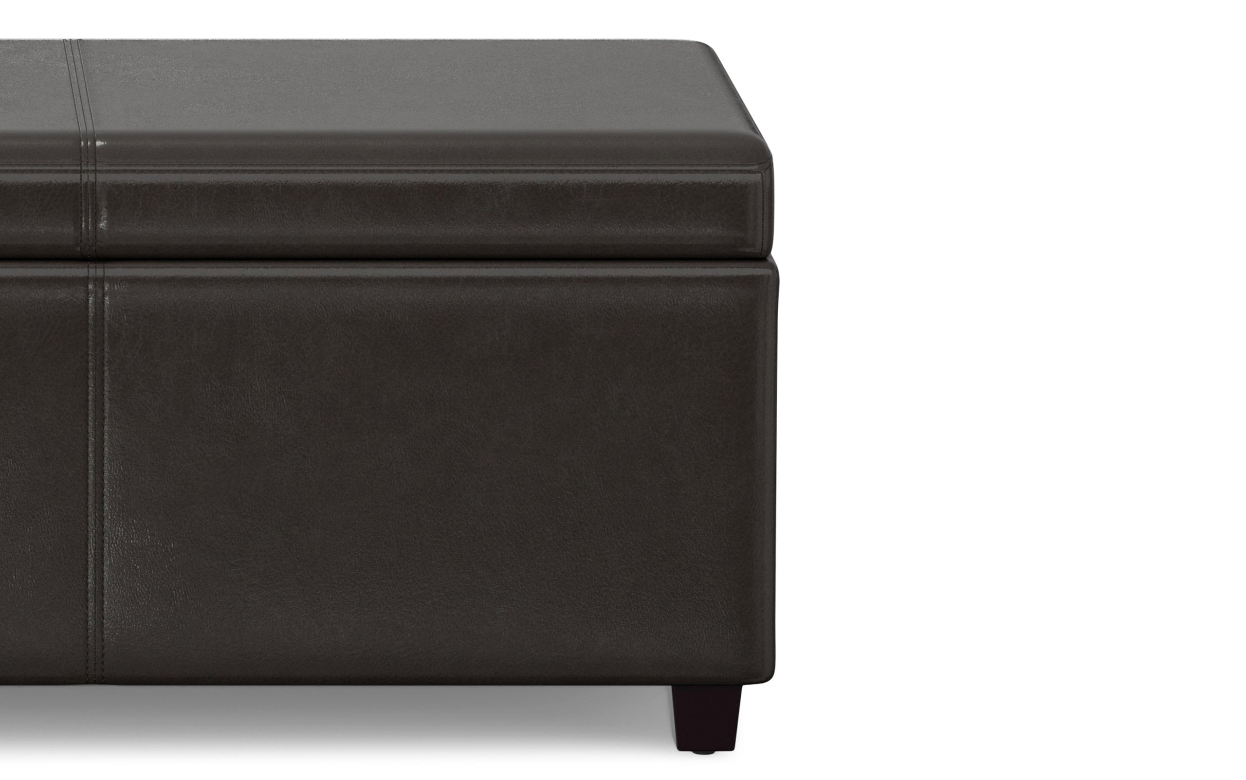 Tanners Brown Vegan Leather | Avalon Extra Large Storage Ottoman Bench