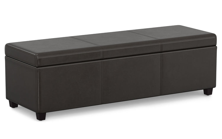 Tanners Brown Vegan Leather | Avalon Extra Large Storage Ottoman Bench