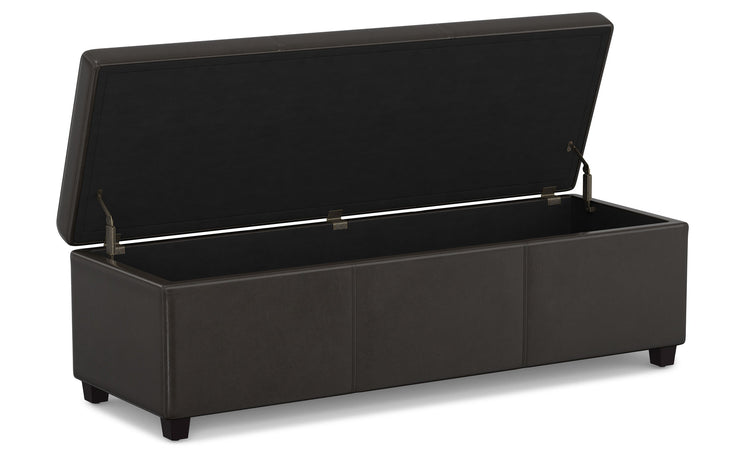 Tanners Brown Vegan Leather | Avalon Extra Large Storage Ottoman Bench
