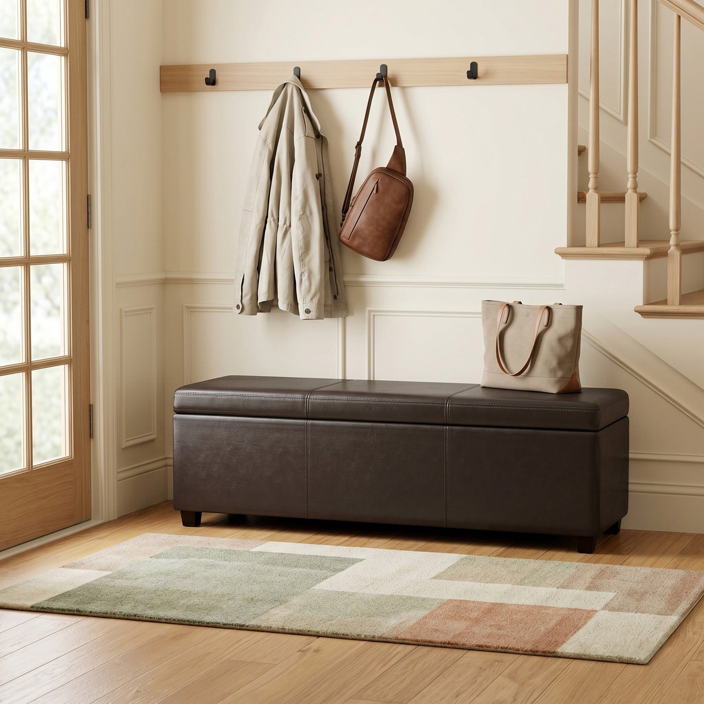 Tanners Brown Vegan Leather | Avalon Extra Large Storage Ottoman in Vegan Leather