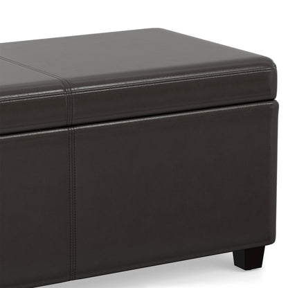 Tanners Brown Vegan Leather | Avalon Extra Large Storage Ottoman in Vegan Leather