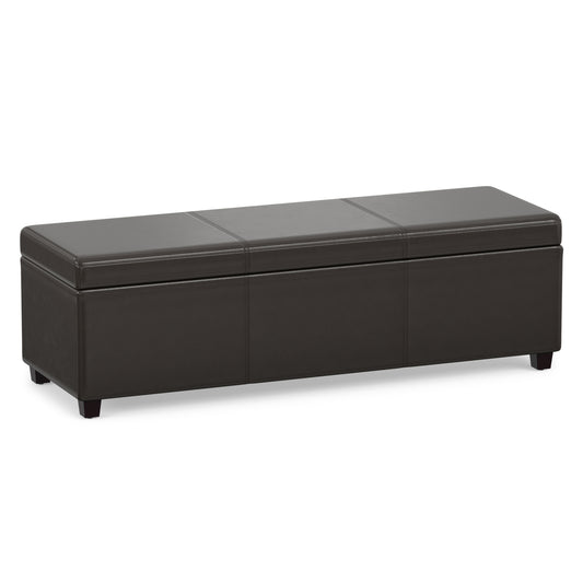 Tanners Brown Vegan Leather | Avalon Extra Large Storage Ottoman in Vegan Leather