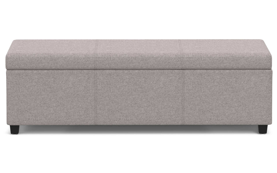 Cloud Grey Linen Style Fabric | Avalon Extra Large Storage Ottoman Bench