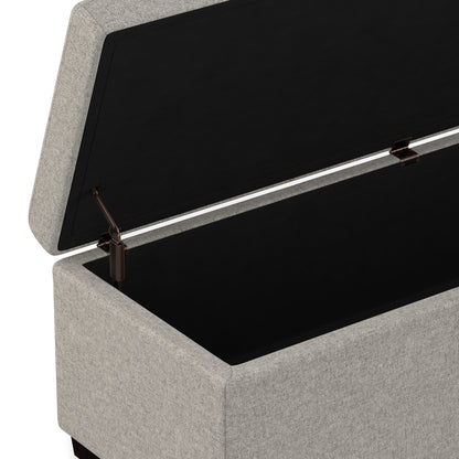 Cloud Grey Linen Style Fabric | Avalon Extra Large Storage Ottoman in Linen