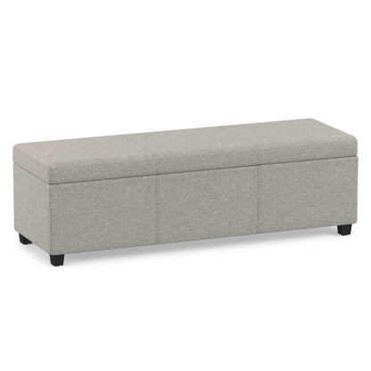 Cloud Grey Linen Style Fabric | Avalon Extra Large Storage Ottoman in Linen