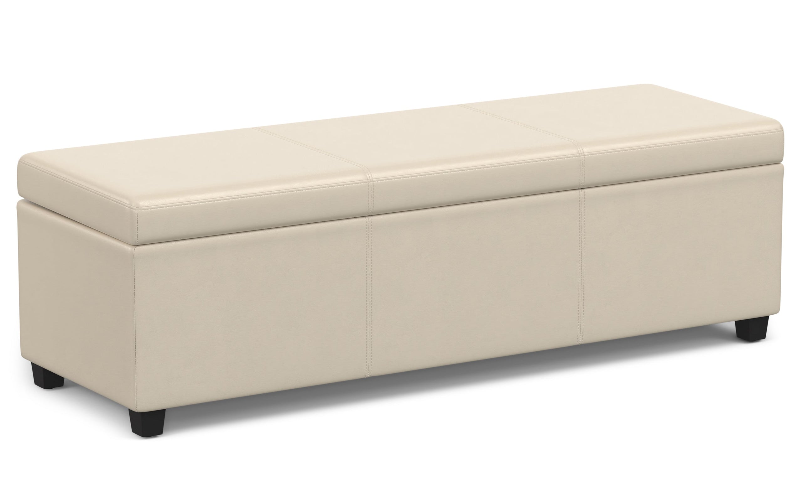 Satin Cream Vegan Leather | Avalon Extra Large Storage Ottoman Bench