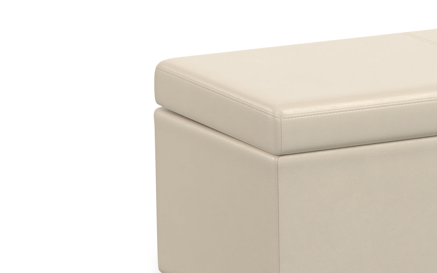 Satin Cream Vegan Leather | Avalon Extra Large Storage Ottoman Bench
