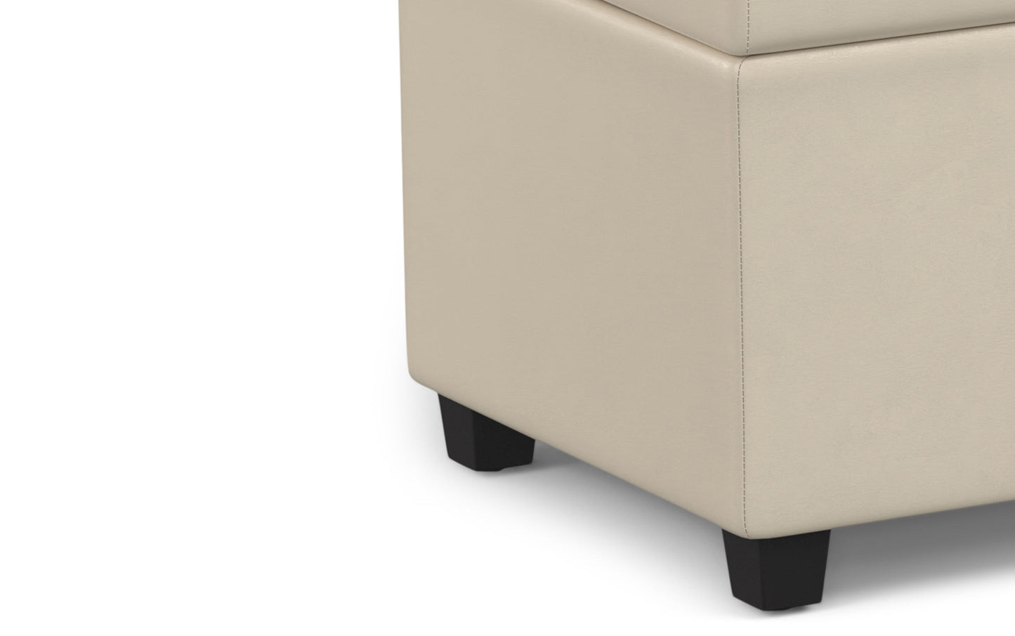 Satin Cream Vegan Leather | Avalon Extra Large Storage Ottoman Bench