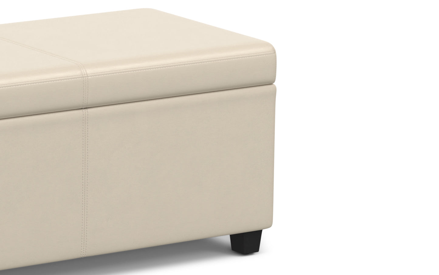 Satin Cream Vegan Leather | Avalon Extra Large Storage Ottoman Bench