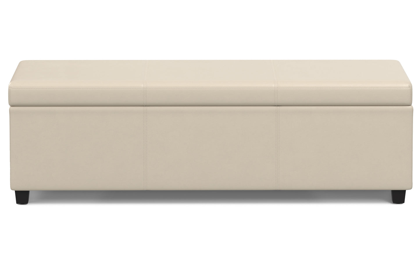 Satin Cream Vegan Leather | Avalon Extra Large Storage Ottoman Bench