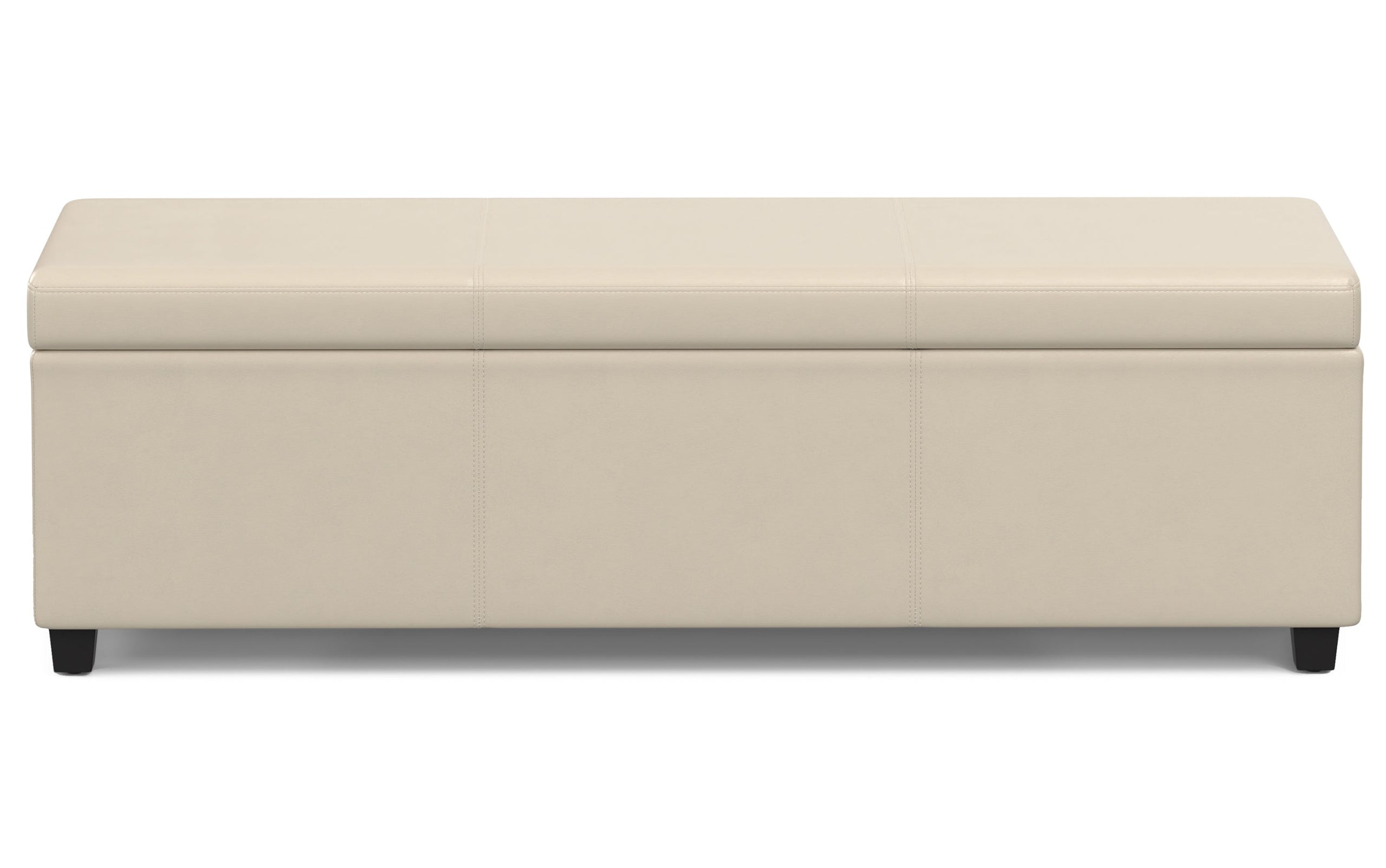 Satin Cream Vegan Leather | Avalon Extra Large Storage Ottoman Bench