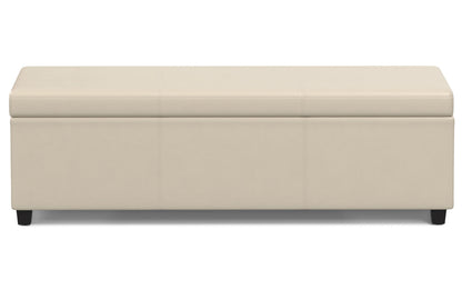 Satin Cream Vegan Leather | Avalon Extra Large Storage Ottoman Bench