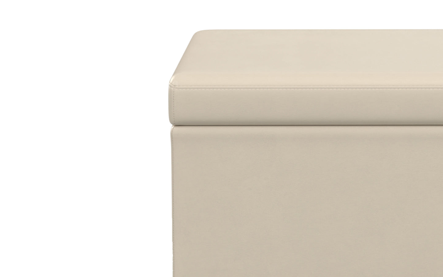 Satin Cream Vegan Leather | Avalon Extra Large Storage Ottoman Bench