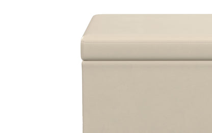 Satin Cream Vegan Leather | Avalon Extra Large Storage Ottoman Bench