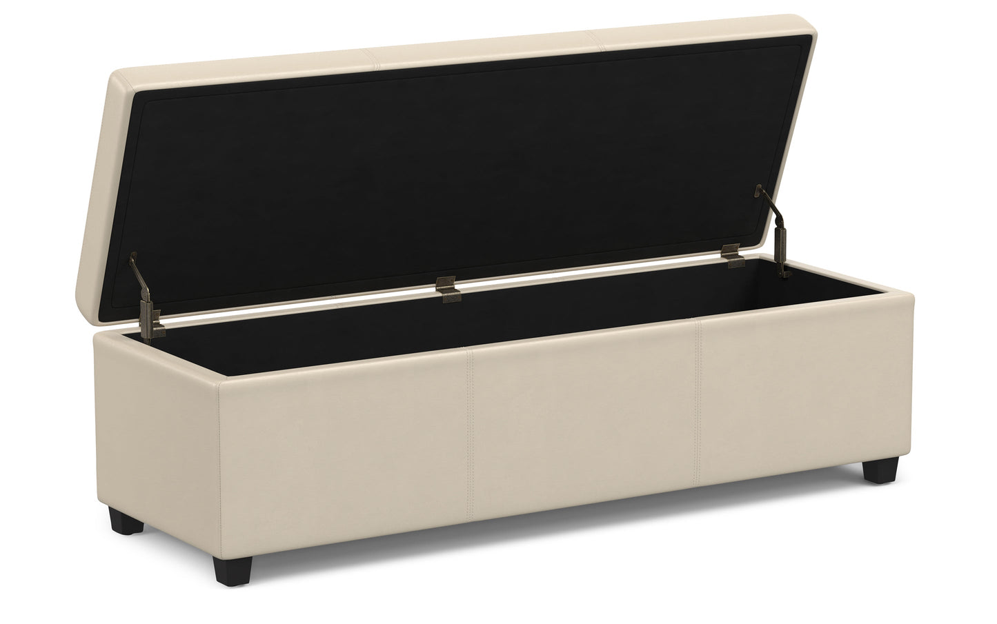 Satin Cream Vegan Leather | Avalon Extra Large Storage Ottoman Bench