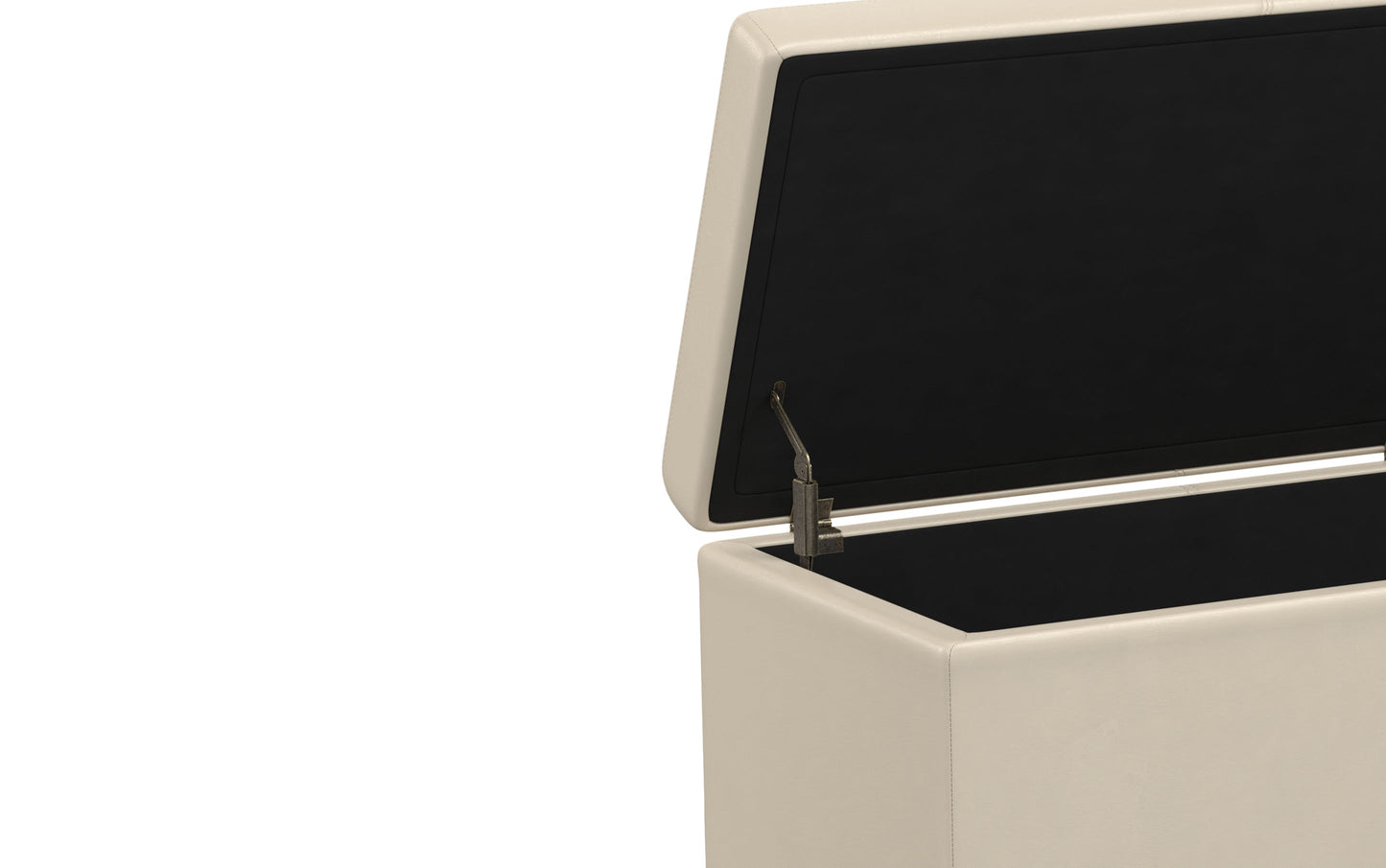 Satin Cream Vegan Leather | Avalon Extra Large Storage Ottoman Bench