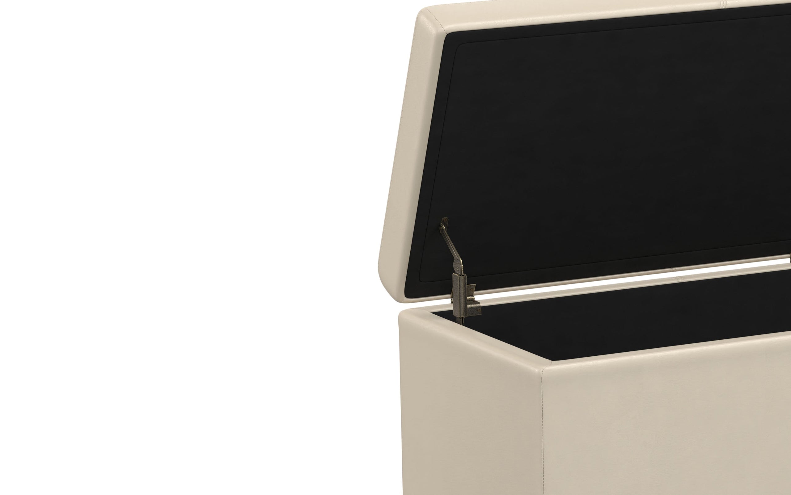 Satin Cream Vegan Leather | Avalon Extra Large Storage Ottoman Bench