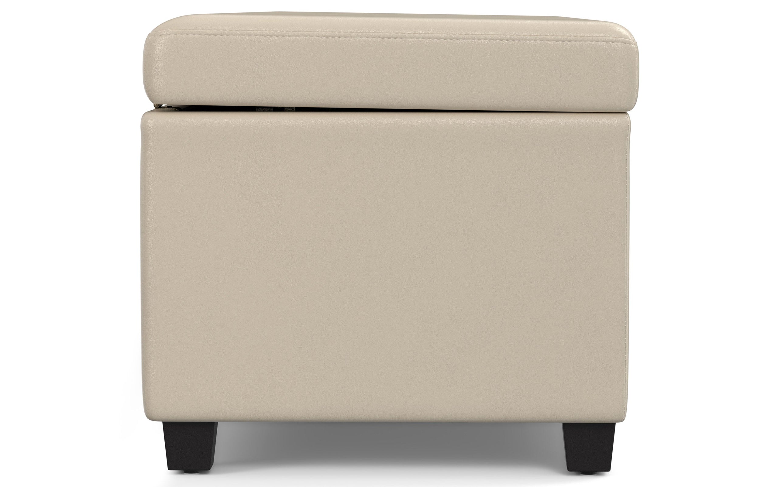 Satin Cream Vegan Leather | Avalon Extra Large Storage Ottoman Bench