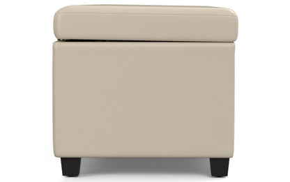 Satin Cream Vegan Leather | Avalon Extra Large Storage Ottoman Bench