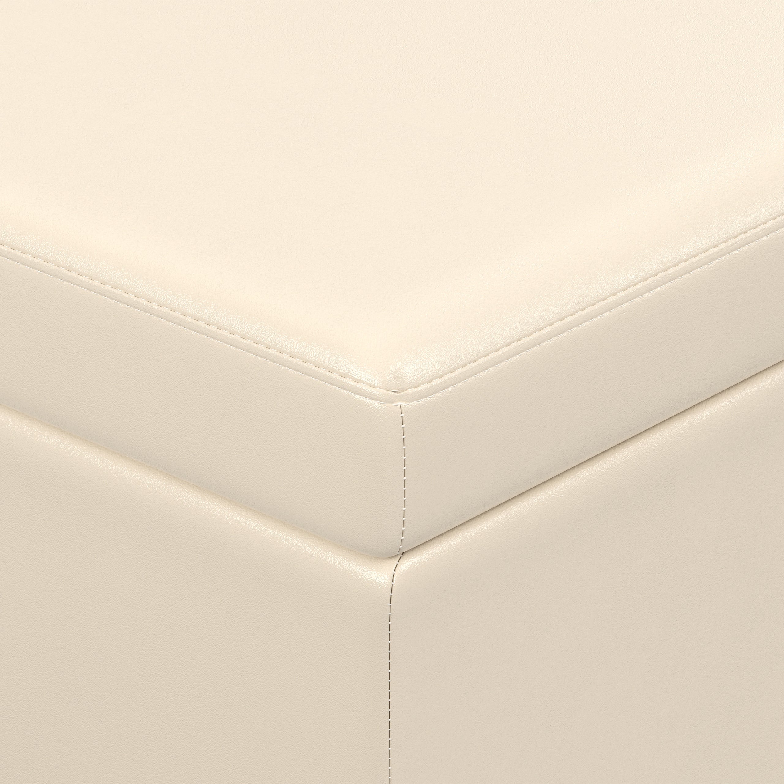Satin Cream Vegan Leather | Avalon Extra Large Storage Ottoman in Vegan Leather