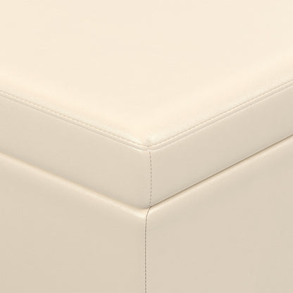 Satin Cream Vegan Leather | Avalon Extra Large Storage Ottoman in Vegan Leather