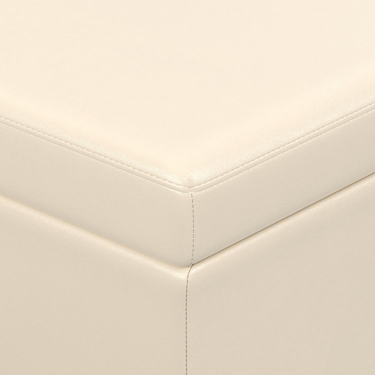 Satin Cream Vegan Leather | Avalon Extra Large Storage Ottoman in Vegan Leather