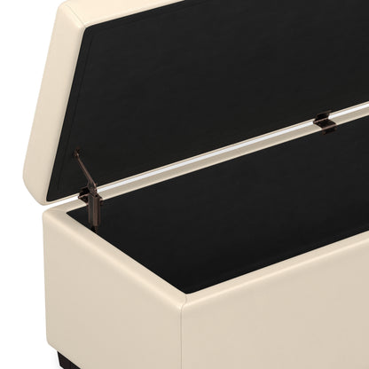 Satin Cream Vegan Leather | Avalon Extra Large Storage Ottoman in Vegan Leather