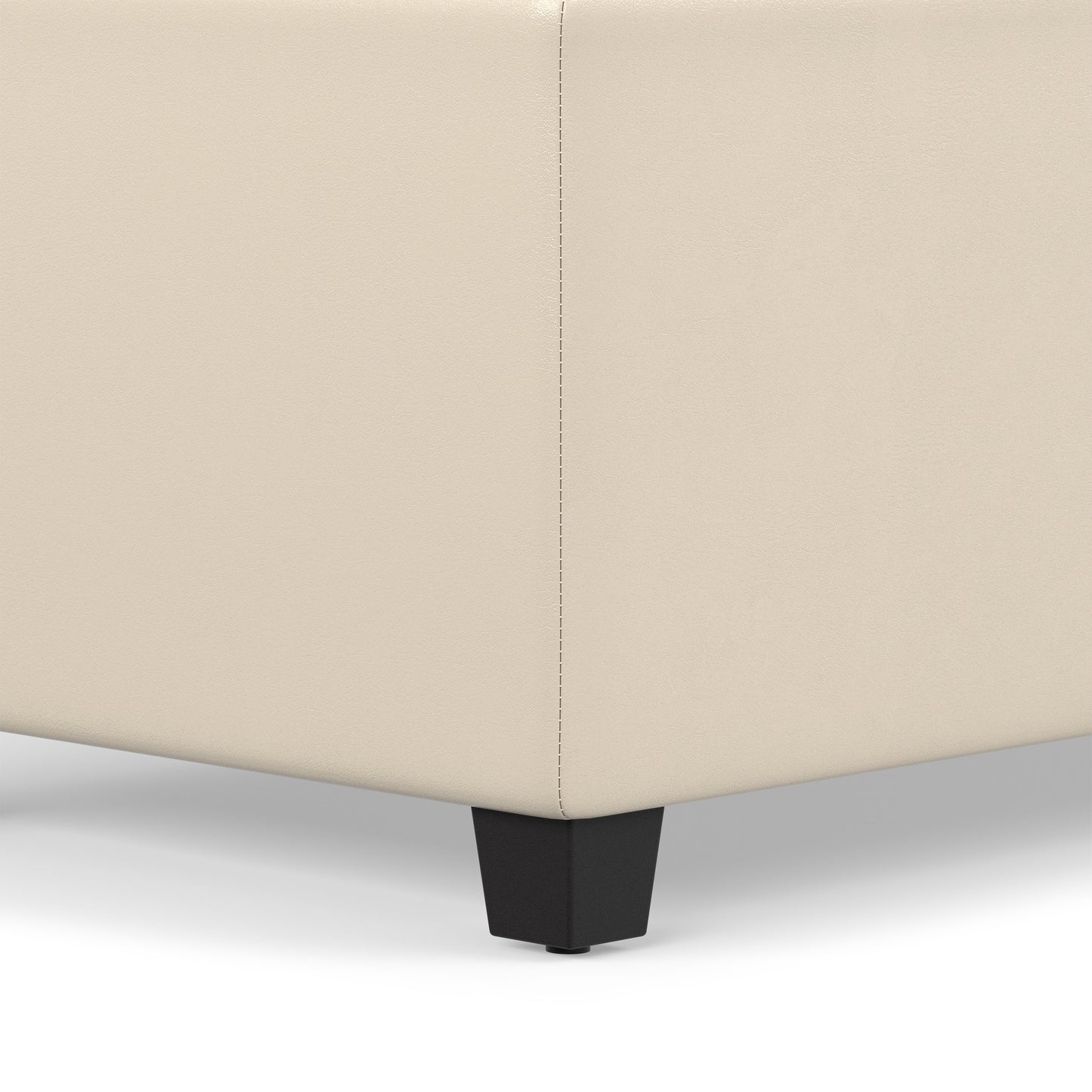 Satin Cream Vegan Leather | Avalon Extra Large Storage Ottoman in Vegan Leather