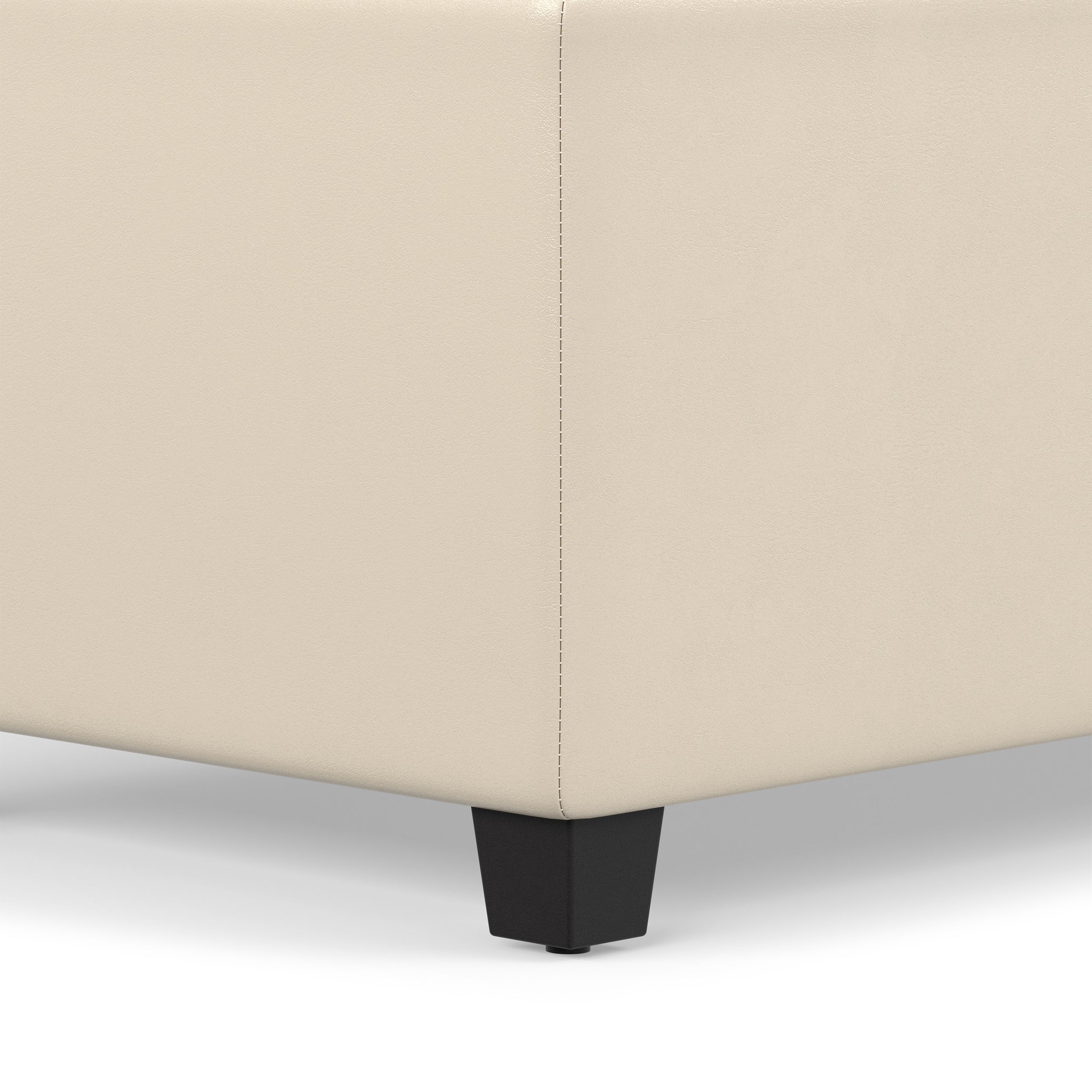 Satin Cream Vegan Leather | Avalon Extra Large Storage Ottoman in Vegan Leather