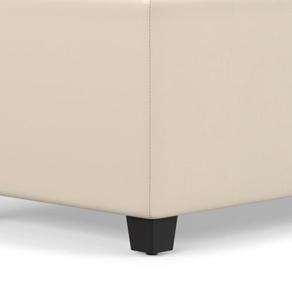 Satin Cream Vegan Leather | Avalon Extra Large Storage Ottoman in Vegan Leather