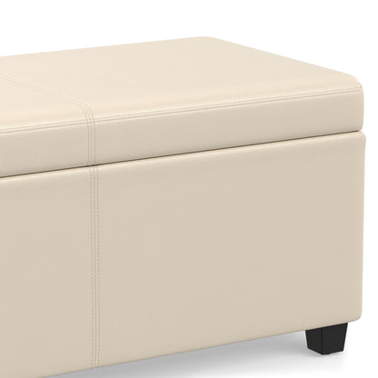 Satin Cream Vegan Leather | Avalon Extra Large Storage Ottoman in Vegan Leather