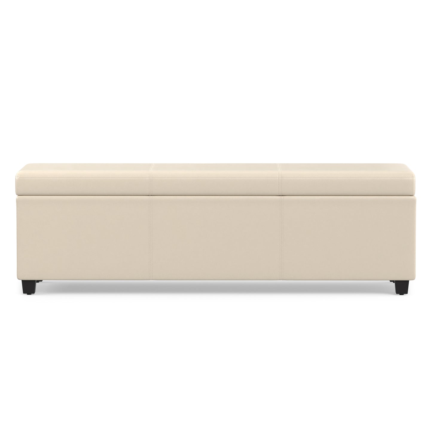 Satin Cream Vegan Leather | Avalon Extra Large Storage Ottoman in Vegan Leather