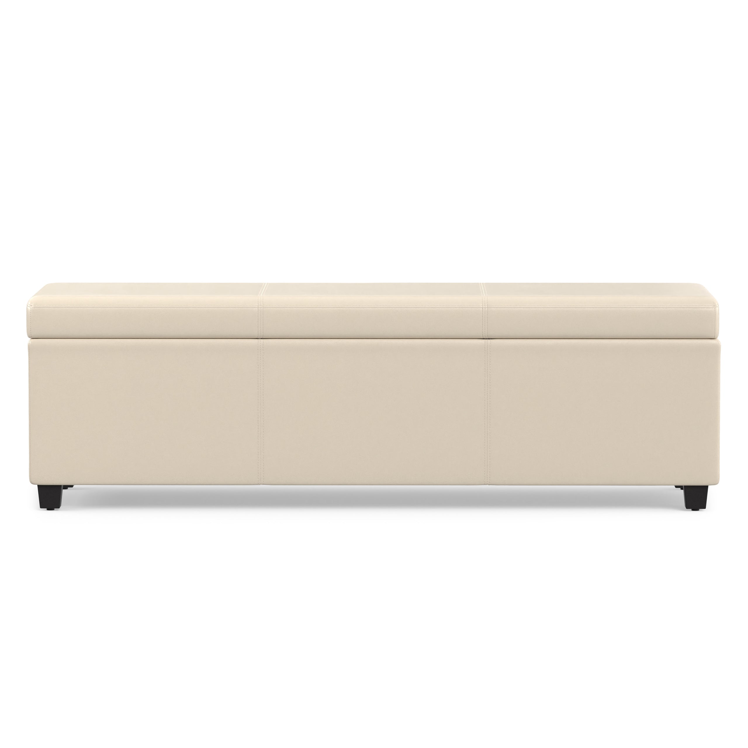 Satin Cream Vegan Leather | Avalon Extra Large Storage Ottoman in Vegan Leather