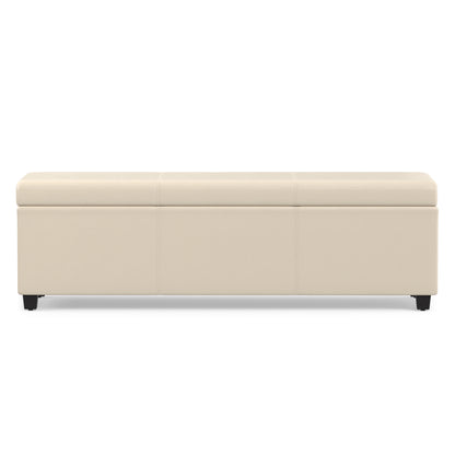 Satin Cream Vegan Leather | Avalon Extra Large Storage Ottoman in Vegan Leather