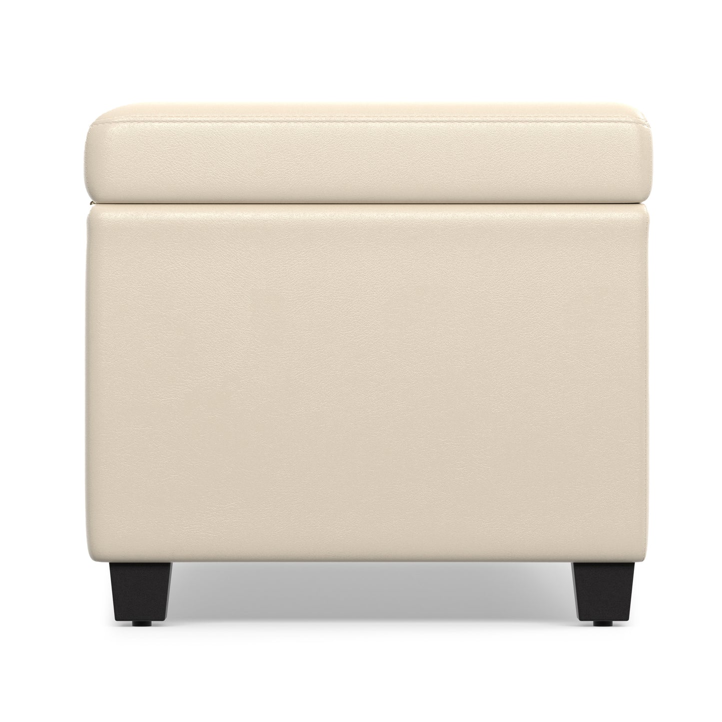 Satin Cream Vegan Leather | Avalon Extra Large Storage Ottoman in Vegan Leather