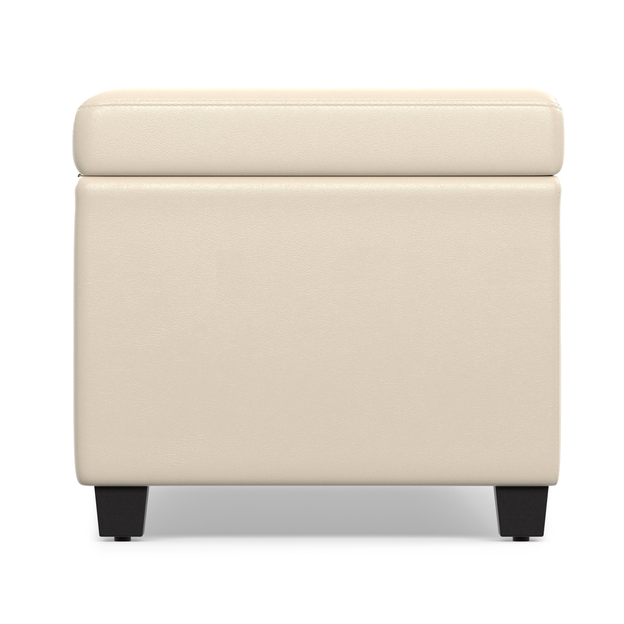 Satin Cream Vegan Leather | Avalon Extra Large Storage Ottoman in Vegan Leather