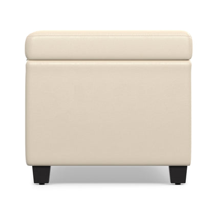Satin Cream Vegan Leather | Avalon Extra Large Storage Ottoman in Vegan Leather