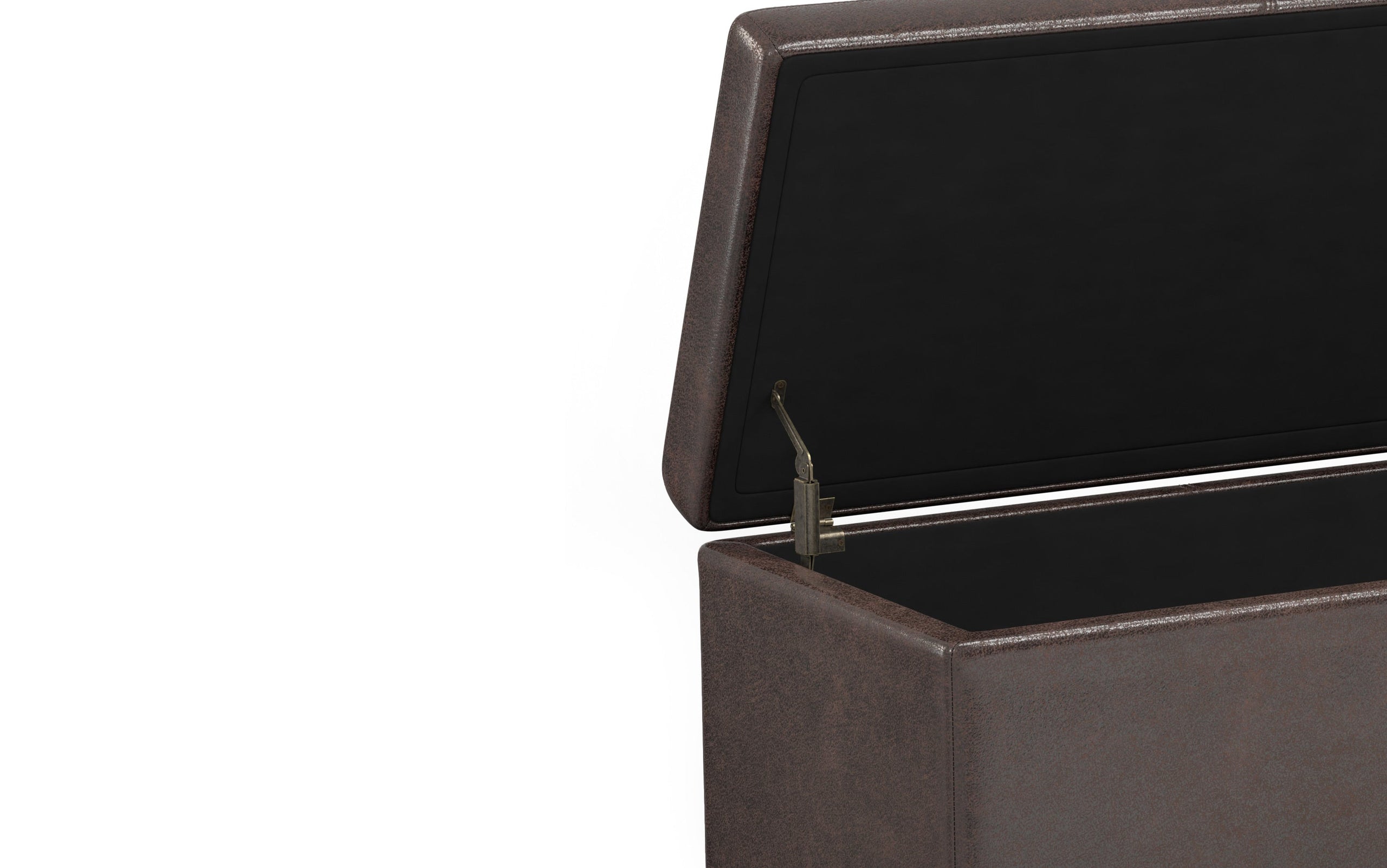Distressed Brown Distressed Vegan Leather | Avalon Extra Large Storage Ottoman in Distressed Vegan Leather