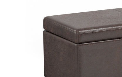 Distressed Brown Distressed Vegan Leather | Avalon Extra Large Storage Ottoman in Distressed Vegan Leather