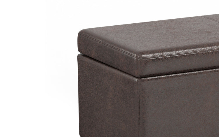 Distressed Brown Distressed Vegan Leather | Avalon Extra Large Storage Ottoman in Distressed Vegan Leather