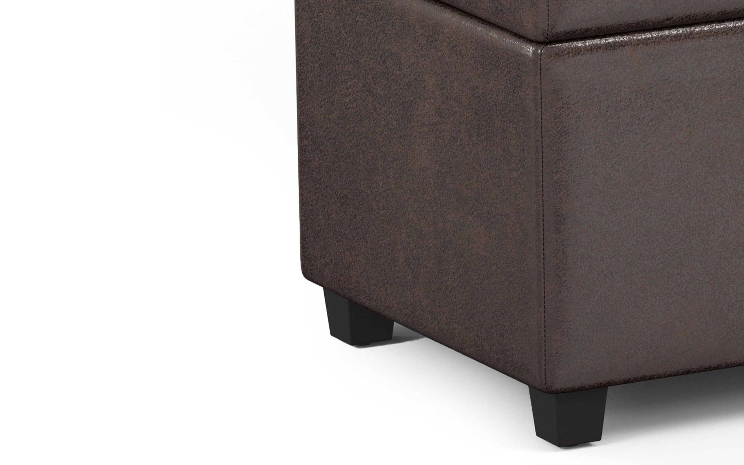 Distressed Brown Distressed Vegan Leather | Avalon Extra Large Storage Ottoman in Distressed Vegan Leather