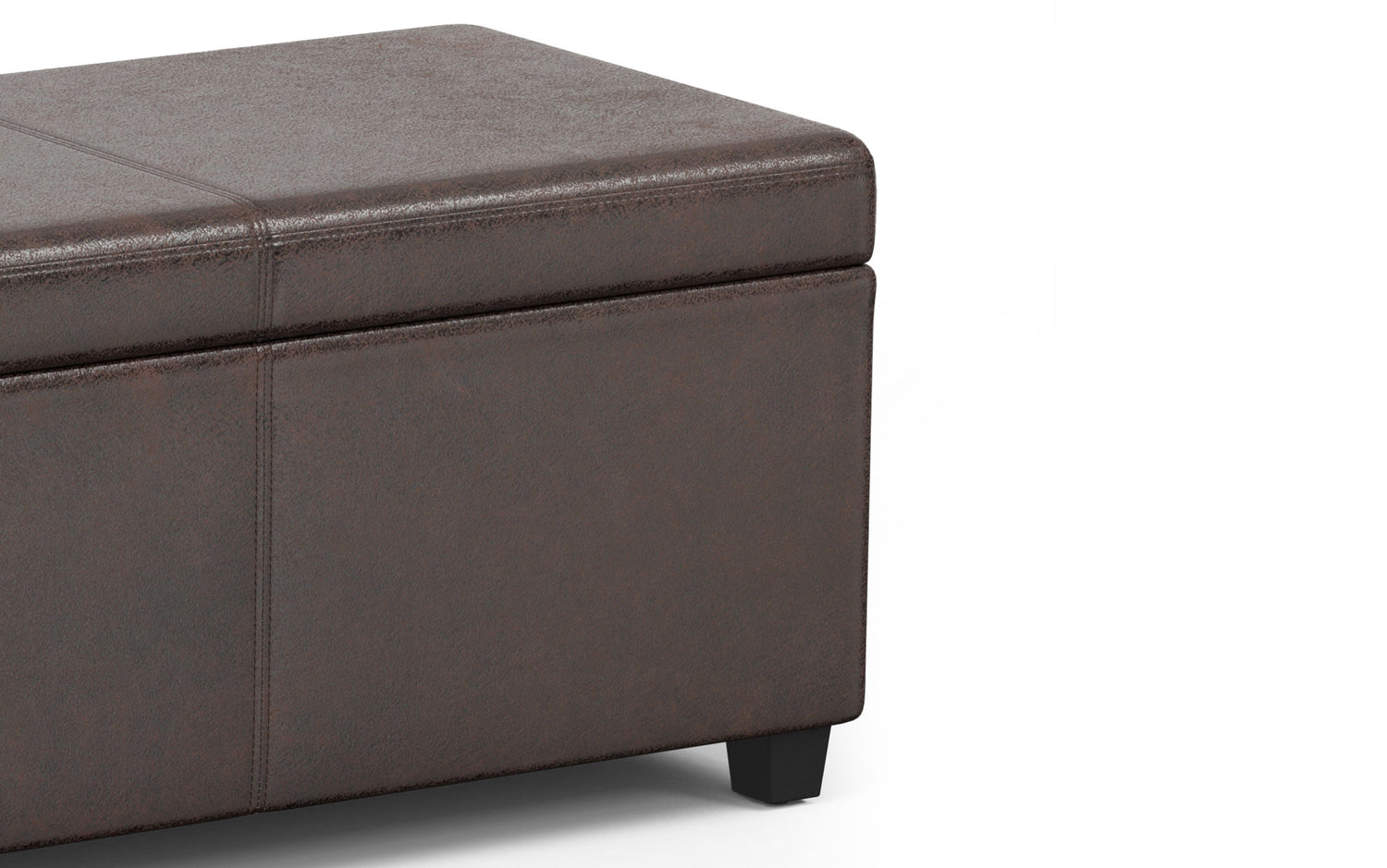 Distressed Brown Distressed Vegan Leather | Avalon Extra Large Storage Ottoman in Distressed Vegan Leather