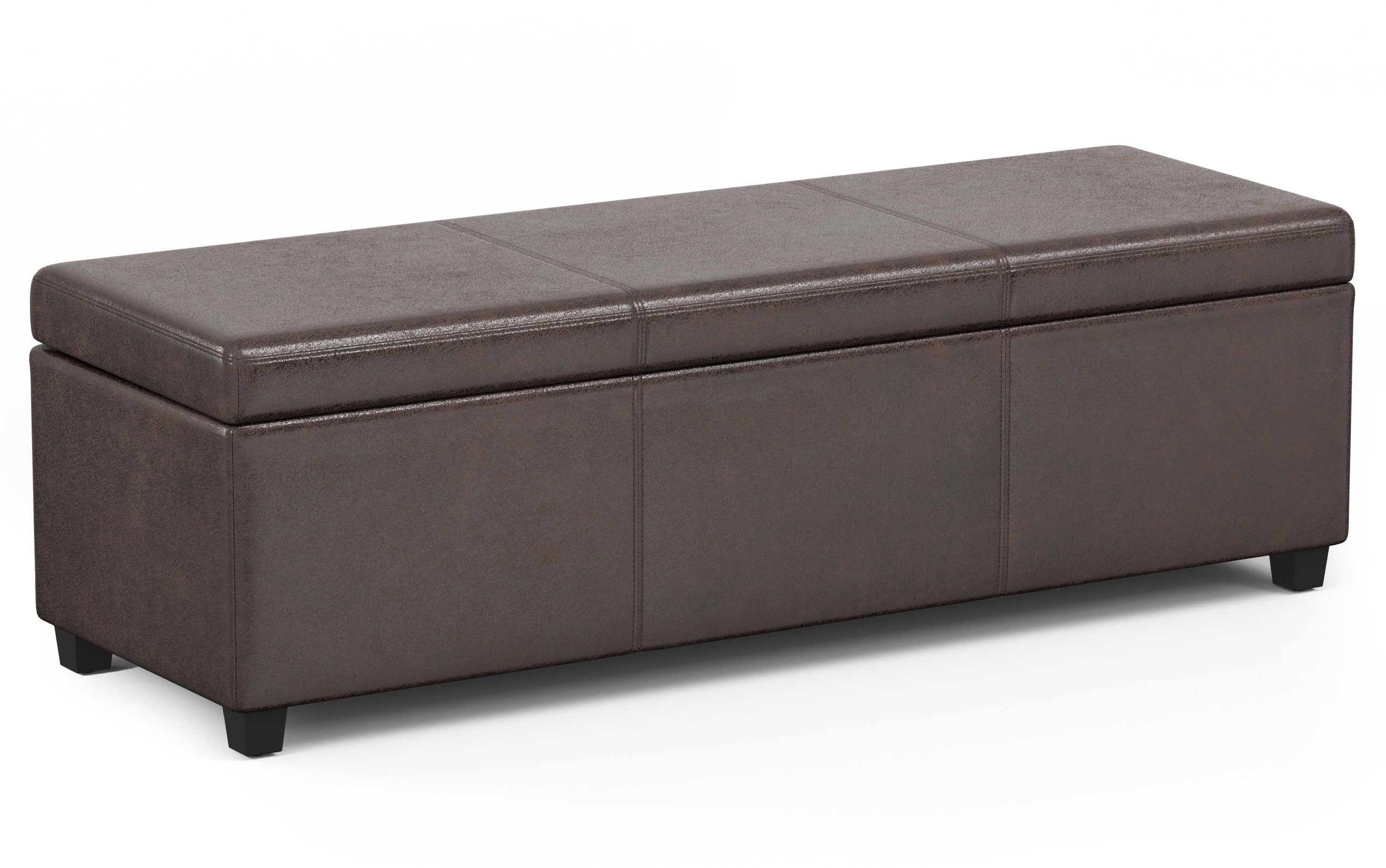 Distressed Brown Distressed Vegan Leather | Avalon Extra Large Storage Ottoman in Distressed Vegan Leather