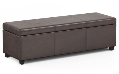 Distressed Brown Distressed Vegan Leather | Avalon Extra Large Storage Ottoman in Distressed Vegan Leather