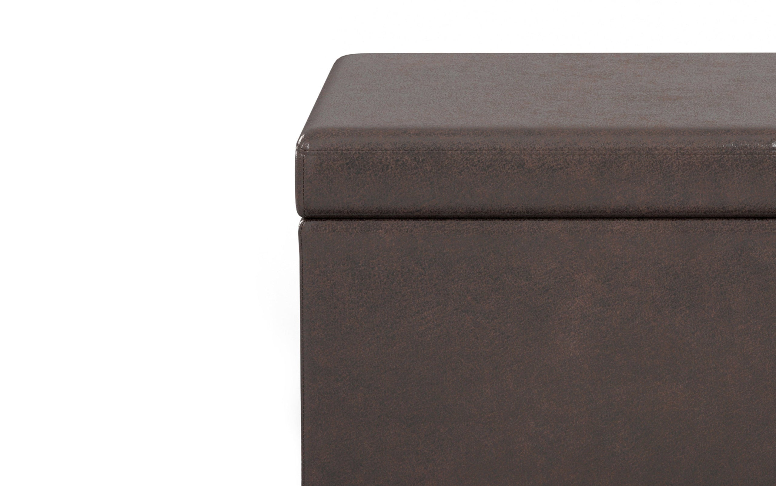 Distressed Brown Distressed Vegan Leather | Avalon Extra Large Storage Ottoman in Distressed Vegan Leather