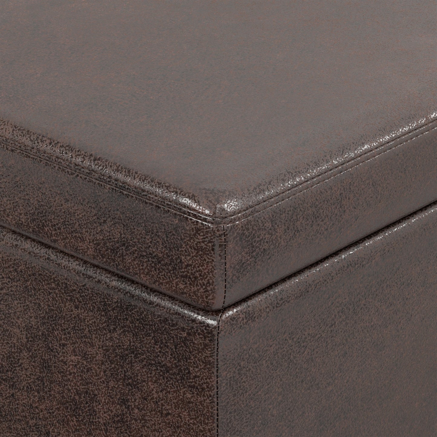 Distressed Brown Distressed Vegan Leather | Avalon Extra Large Storage Ottoman in Distressed Vegan Leather