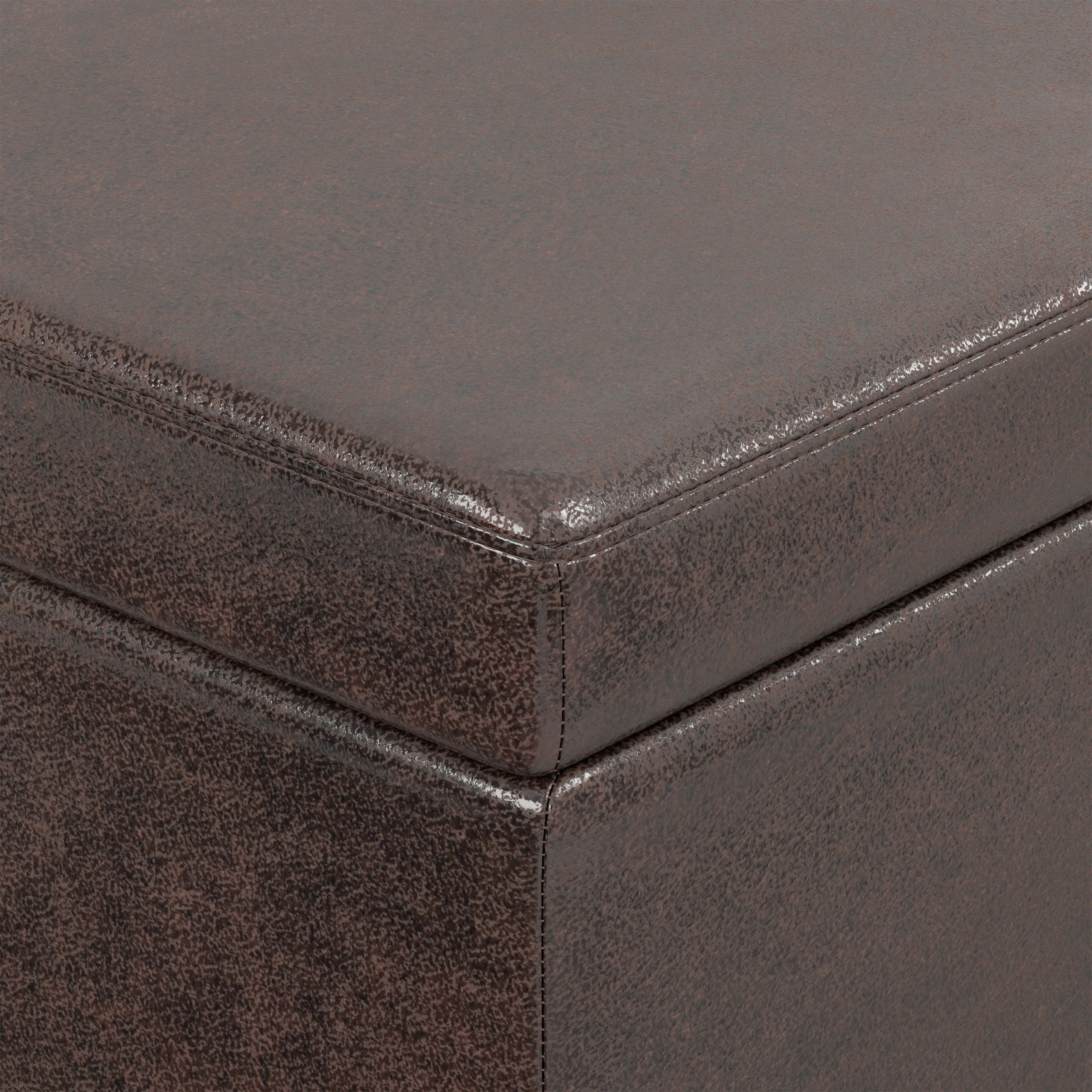 Distressed Brown Distressed Vegan Leather | Avalon Extra Large Storage Ottoman in Distressed Vegan Leather